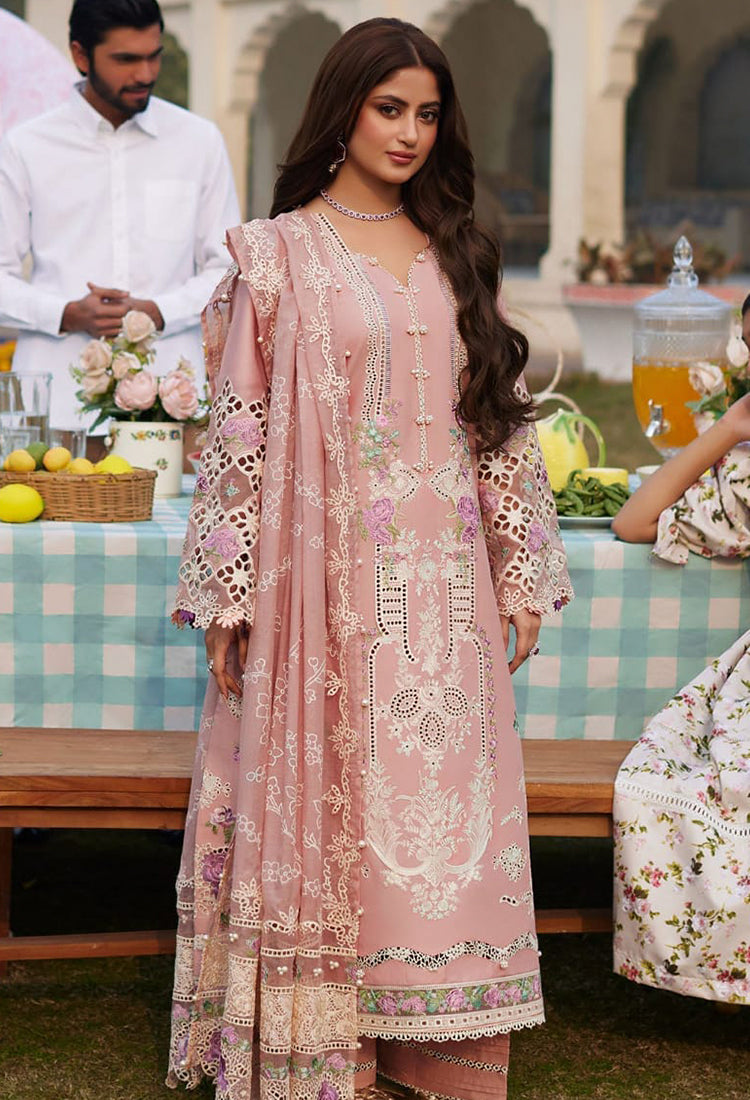 Elaf Peach Luxury  Embroidery Dress