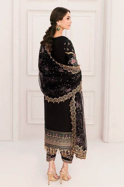 Baroque Heavy Embroidered Addawork Formal Bridal Collection-Black